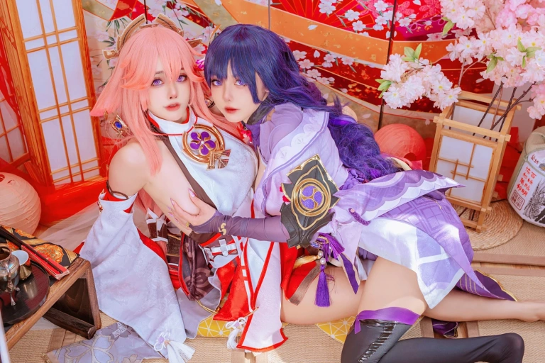 Byoru《Yae Miko x Raiden Shogun》主题写真：95张全套美图