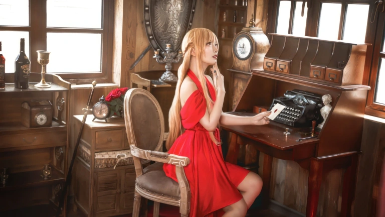 切切celia《刀剑神域 亚丝娜礼服》主题写真：28张全套美图