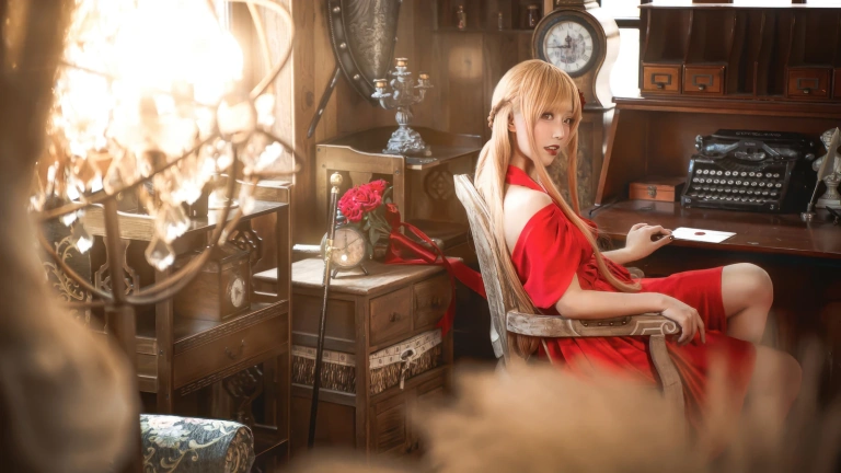 切切celia《刀剑神域 亚丝娜礼服》主题写真：28张全套美图