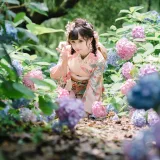 花柒Hana《绣球花和服》主题写真：18张全套美图