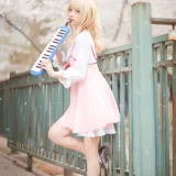 花柒Hana《宫园熏粉裙》主题写真：9张全套美图