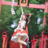 花柒Hana《森森仙短款灵梦》主题写真：15张全套美图