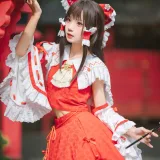 花柒Hana《森森仙短款灵梦》主题写真：15张全套美图