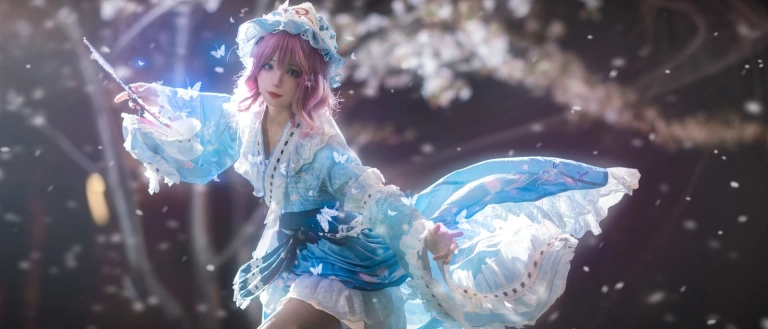 花柒Hana《星雨幽幽子》主题写真：9张全套美图