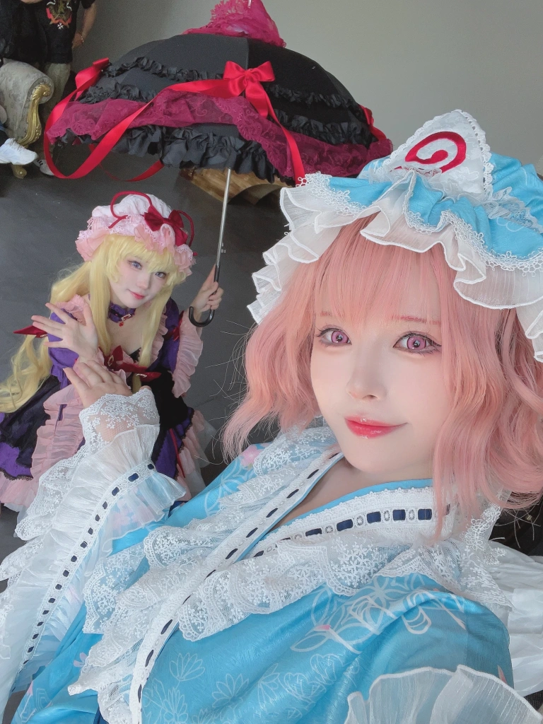 花柒Hana&肃雨雨雨《八云紫+西行寺幽幽子》主题写真：16张全套美图