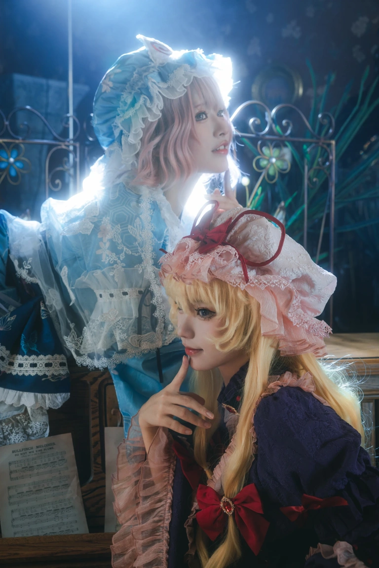花柒Hana&肃雨雨雨《八云紫+西行寺幽幽子》主题写真：16张全套美图