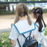 森萝财团《JKFUN-025 《两女一ZOO》 80D白丝过膝袜 默陌&Aika》主题写真：93张全套美图