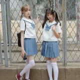 森萝财团《JKFUN-025 《两女一ZOO》 80D白丝过膝袜 默陌&Aika》主题写真：93张全套美图