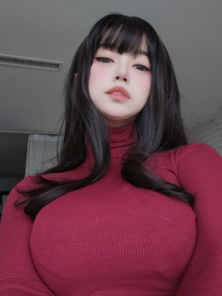 女主K《红色毛衣的丰满妹妹》主题写真：103张全套美图