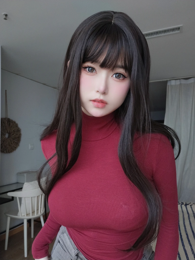 女主K《红色毛衣的丰满妹妹》主题写真：103张全套美图