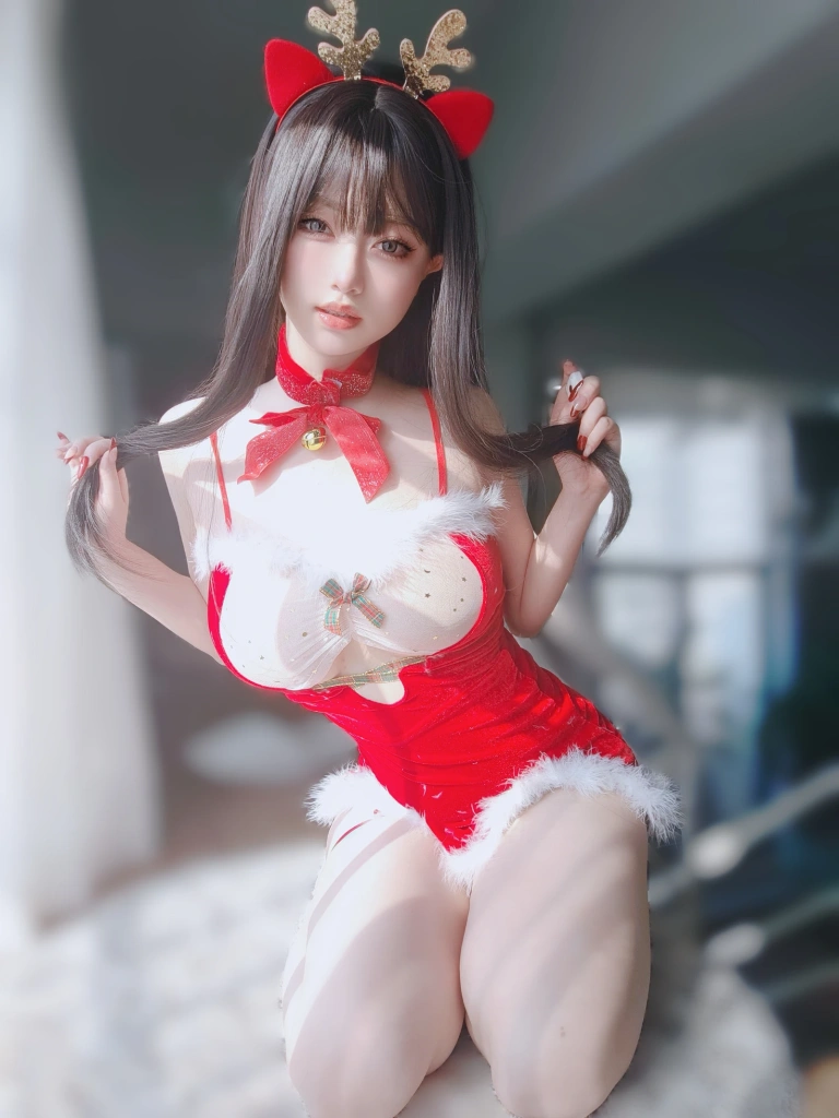 女主K《圣诞麋鹿》主题写真：100张全套美图，含1个视频