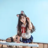 Kokuhui(yuuhui玉汇)《天台猫猫 黑犬机器人女友》主题写真：32张全套美图