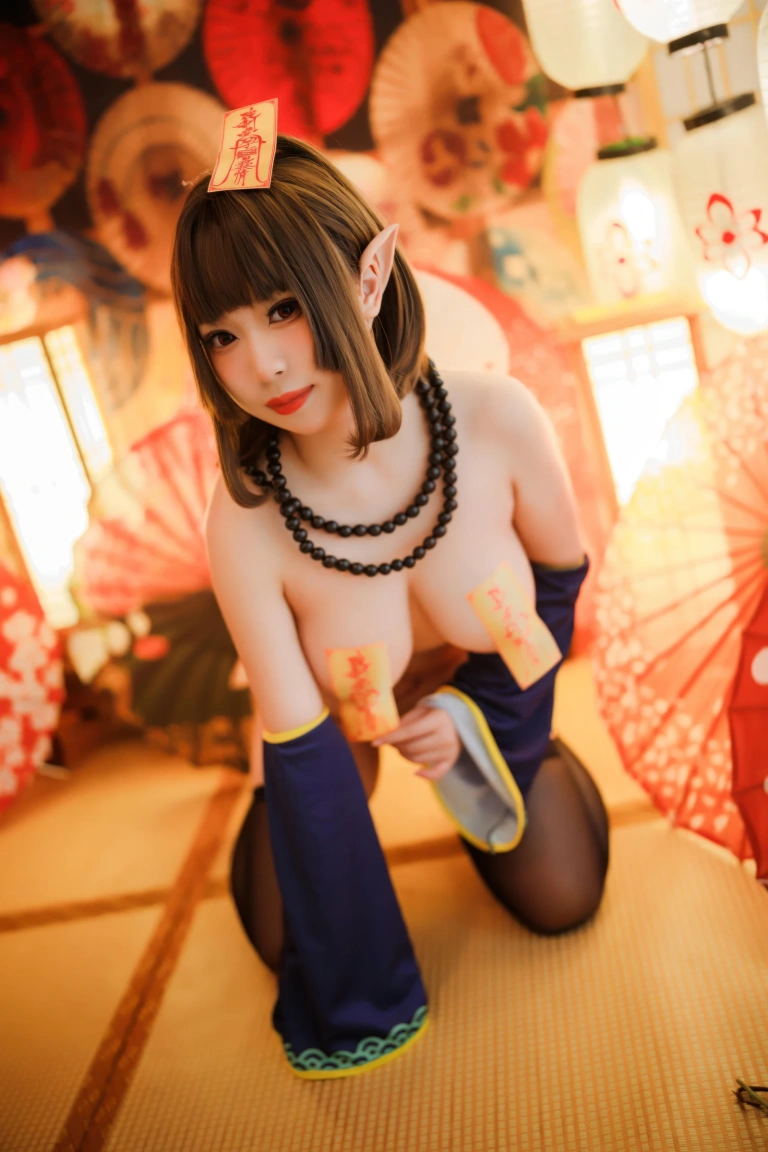 胡桃Kurumi&十万珍吱伏特《胡桃 NO.033 – 巫女&僵尸》主题写真：121张全套美图