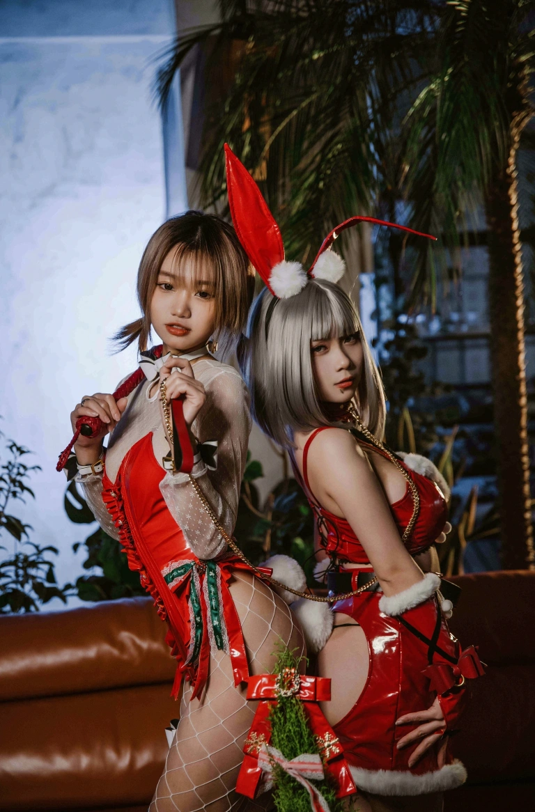 柒柒_Lust77《2021圣诞双兔》主题写真：23张全套美图