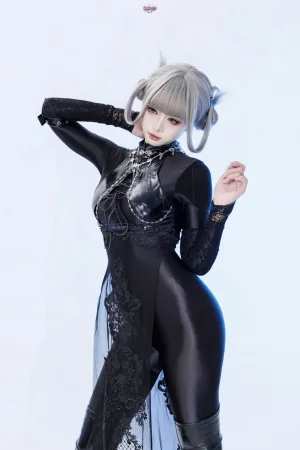 柒柒_Lust77《黑靡烟旗袍》主题写真：108张全套美图，含2个视频