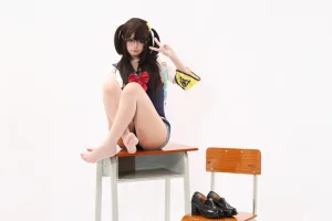 柒柒_Lust77《风纪委员·连体白丝死库水》主题写真：60张全套美图
