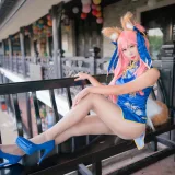 Money冷冷《玉藻前旗袍》主题写真：17张全套美图
