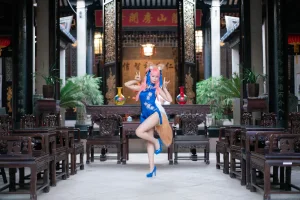 Money冷冷《玉藻前旗袍》主题写真：17张全套美图