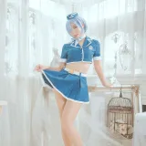 Money冷冷《蕾姆空姐小恶魔》主题写真：33张全套美图