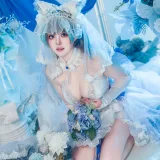 Natsuko_夏夏子《碧蓝航线 柴郡婚纱》主题写真：70张全套美图