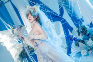 Natsuko_夏夏子《碧蓝航线 柴郡婚纱》主题写真：70张全套美图
