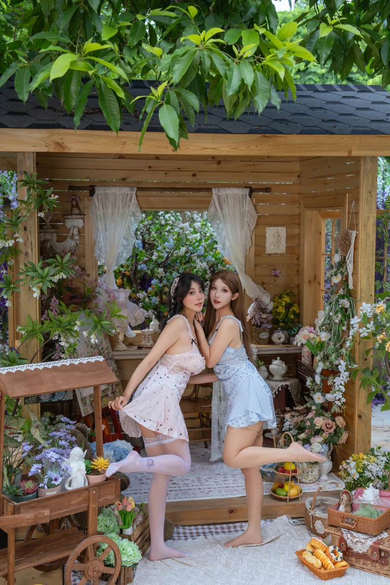 奈汐酱nice&奶桃桃《花眠》主题写真：90张全套美图，含1个视频