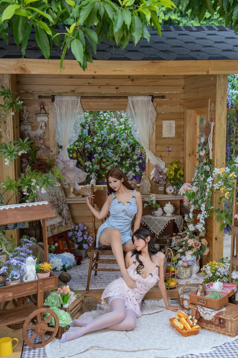 奈汐酱nice&奶桃桃《花眠》主题写真：90张全套美图，含1个视频
