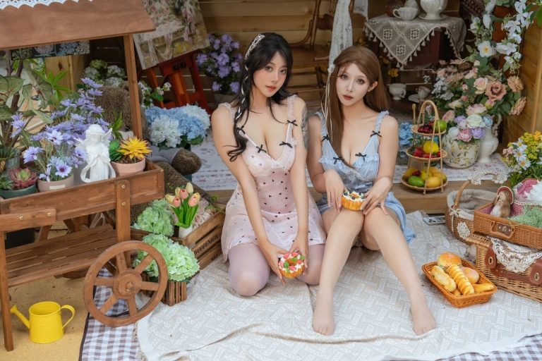 奈汐酱nice&奶桃桃《花眠》主题写真：90张全套美图，含1个视频