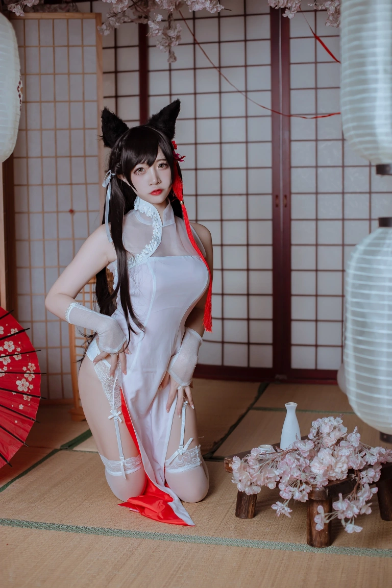 二佐Nisa《犬之眷 碧蓝爱宕旗袍》主题写真：18张全套美图