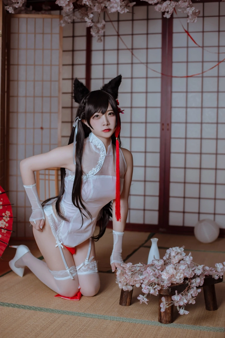 二佐Nisa《犬之眷 碧蓝爱宕旗袍》主题写真：18张全套美图