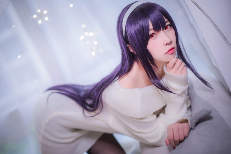 二佐Nisa《霞之丘诗羽学姐毛衣》主题写真：47张全套美图