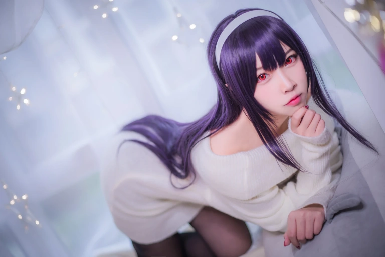 二佐Nisa《霞之丘诗羽学姐毛衣》主题写真：47张全套美图
