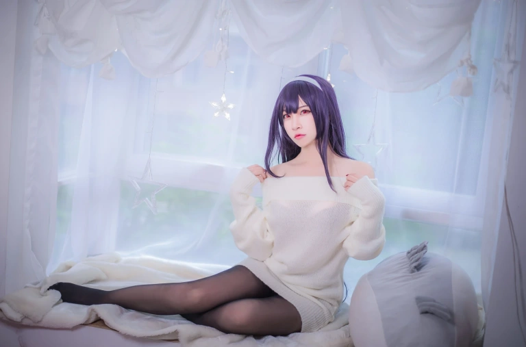 二佐Nisa《霞之丘诗羽学姐毛衣》主题写真：47张全套美图