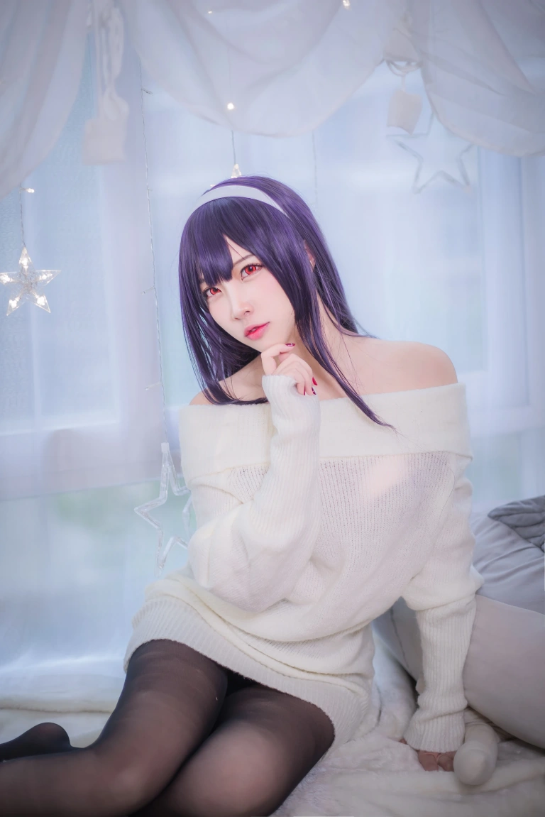 二佐Nisa《霞之丘诗羽学姐毛衣》主题写真：47张全套美图