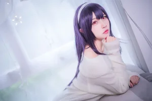 二佐Nisa《霞之丘诗羽学姐毛衣》主题写真：47张全套美图