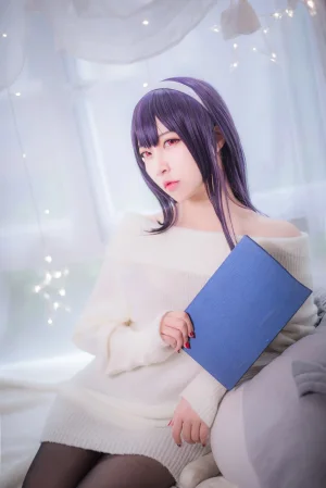 二佐Nisa《霞之丘诗羽学姐毛衣》主题写真：47张全套美图