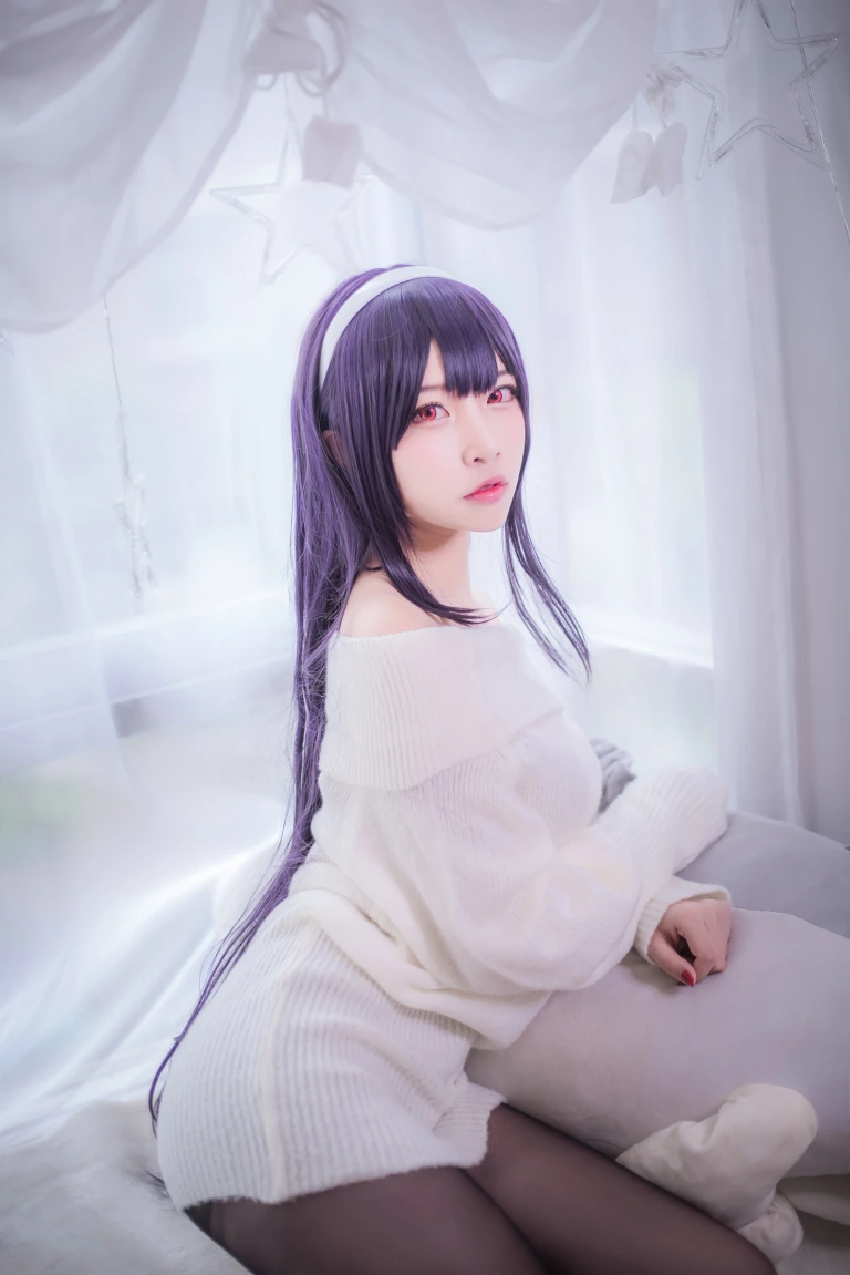二佐Nisa《霞之丘诗羽学姐毛衣》主题写真：47张全套美图