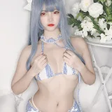 二佐Nisa《私房自拍蓝格比基尼女仆》主题写真：40张全套美图