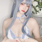 二佐Nisa《私房自拍蓝格比基尼女仆》主题写真：40张全套美图