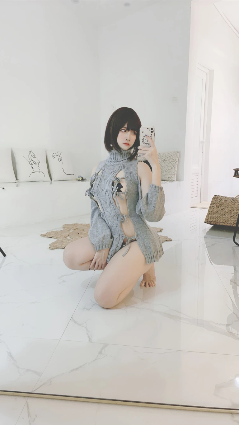 二佐Nisa《私房洞洞毛衣》主题写真：66张全套美图，含2个视频