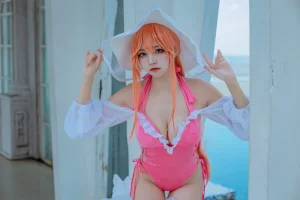 二佐Nisa《碧蓝航线 黎塞留泳装》主题写真：9张全套美图