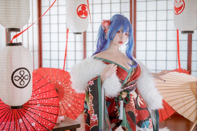 二佐Nisa《碧蓝 圣路易斯和服》主题写真：22张全套美图