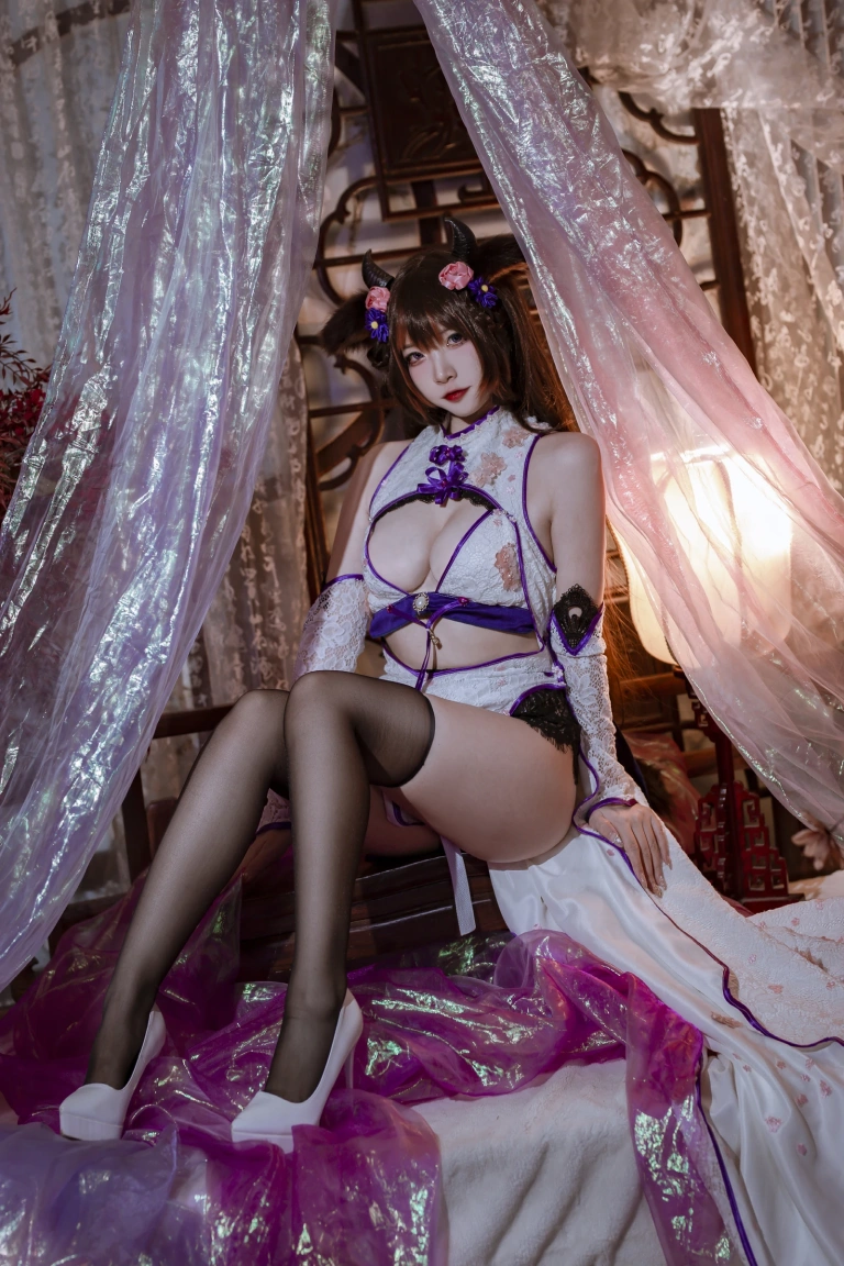 二佐Nisa《碧蓝樫野旗袍》主题写真：24张全套美图