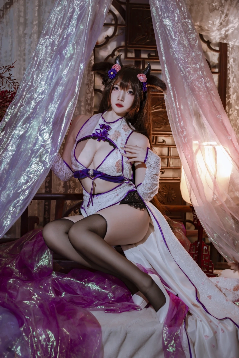 二佐Nisa《碧蓝樫野旗袍》主题写真：24张全套美图