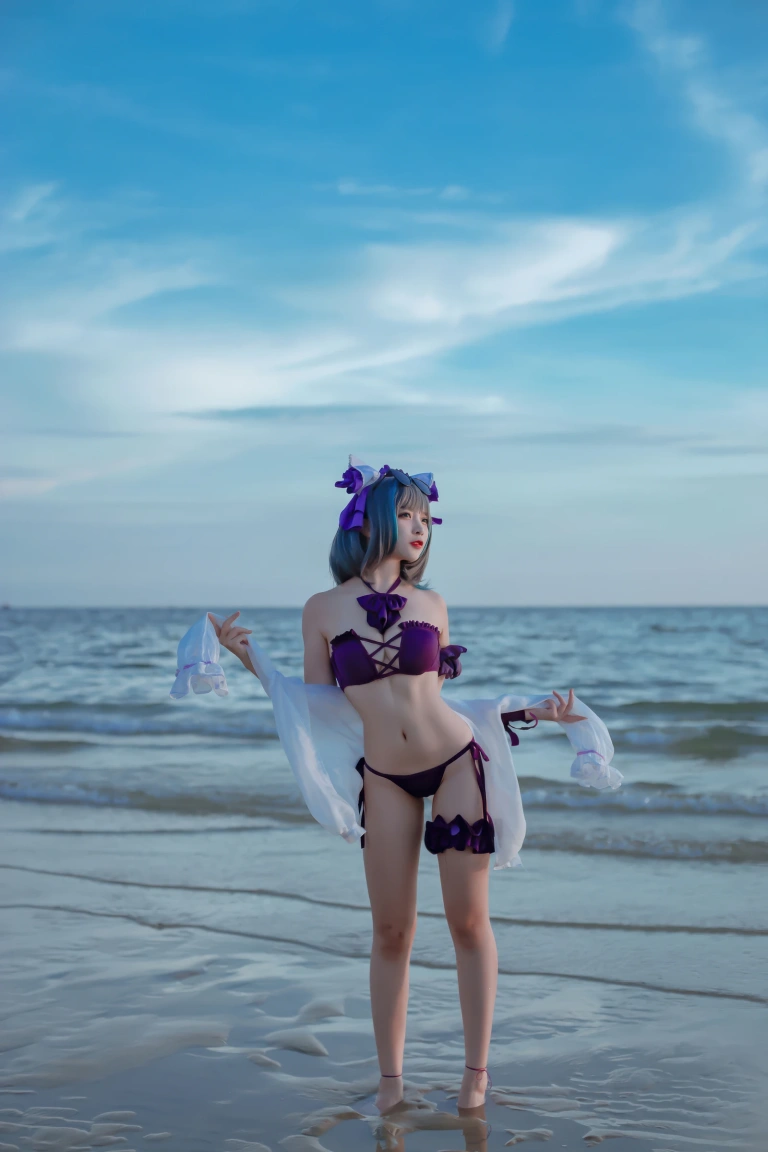 二佐Nisa《碧蓝航线 柴郡泳装》主题写真：30张全套美图