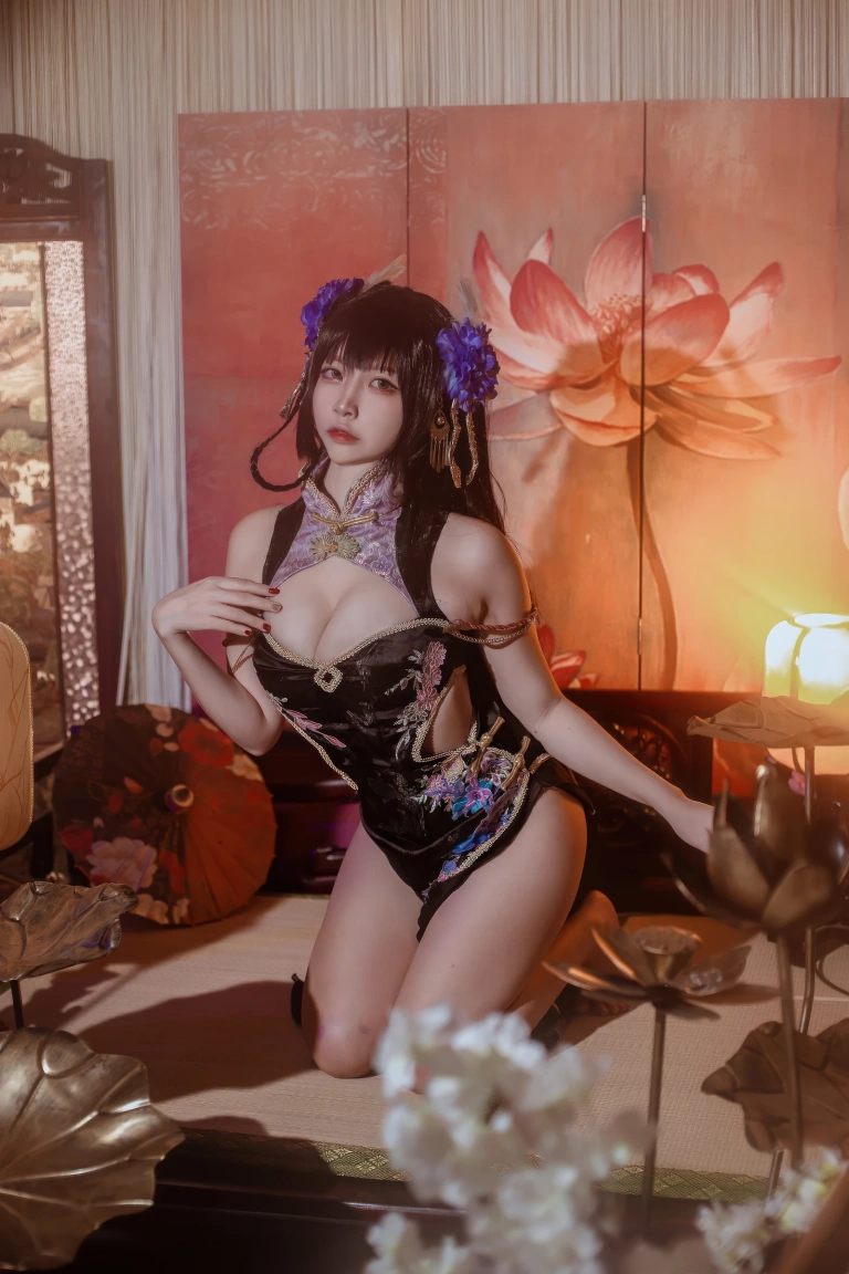 二佐Nisa《碧蓝航线 比叡鲟旗袍》主题写真：24张全套美图