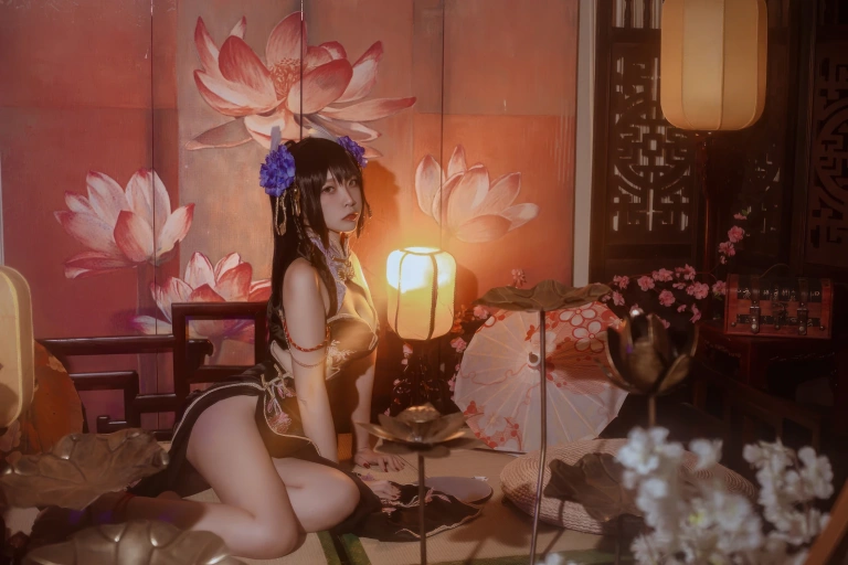 二佐Nisa《碧蓝航线 比叡鲟旗袍》主题写真：24张全套美图