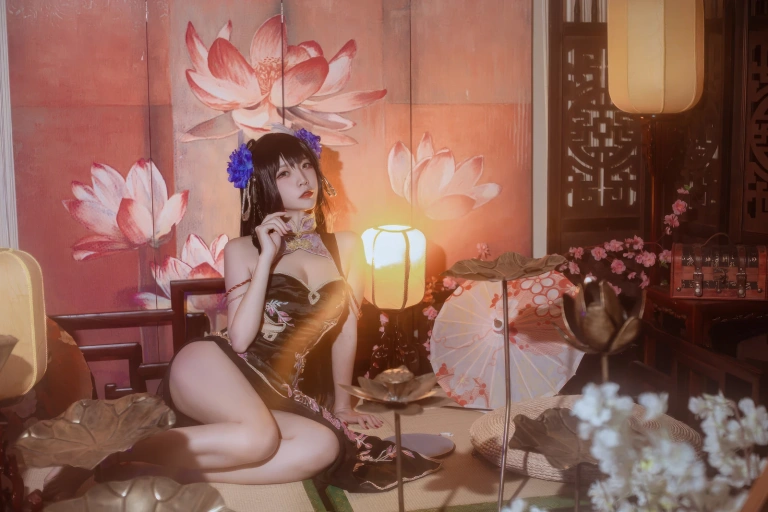 二佐Nisa《碧蓝航线 比叡鲟旗袍》主题写真：24张全套美图