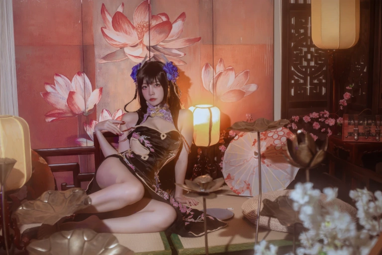 二佐Nisa《碧蓝航线 比叡鲟旗袍》主题写真：24张全套美图
