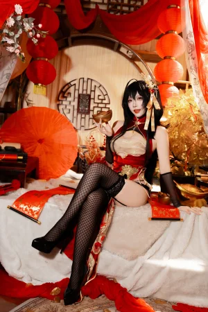 二佐Nisa《碧蓝航线 大凤 旗袍》主题写真：38张全套美图